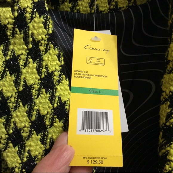 NWT Circus NY unique funky bold Sulphur Spring Houndstooth Blazer Bomber - Picture 13 of 16